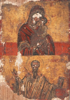 Икона Божией Матери с Младенцем (Врефократуса) и священномученик Харалампий