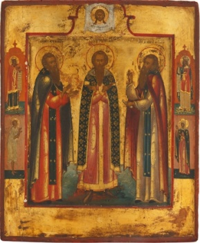 Икона святых Андрея Смоленского, Даниила Паломника и Никиты Мидикийского