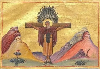 Святой мученик Пафнутий Египетский. Миниатюра Минология Василия II